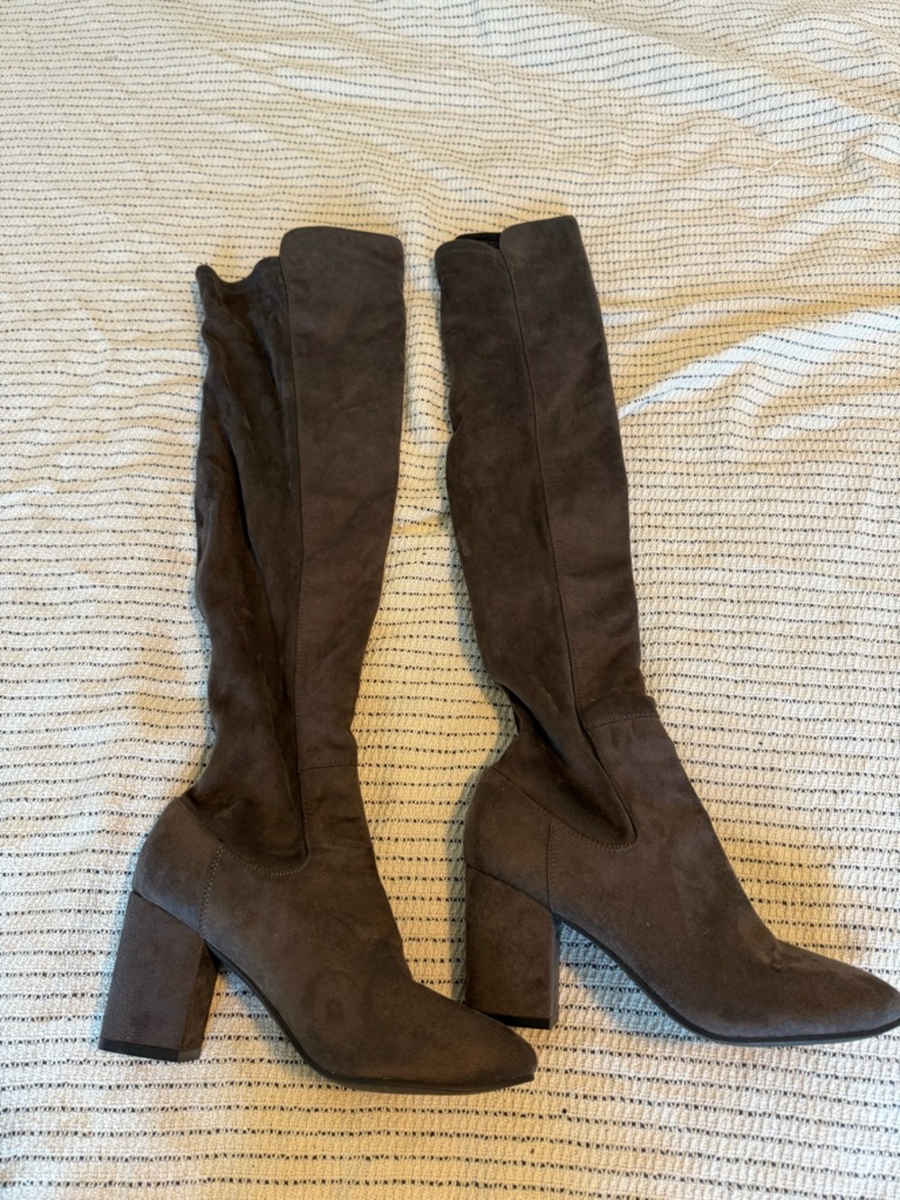 Steve Madden Women's Tall Suede Block Heel Boots - gray